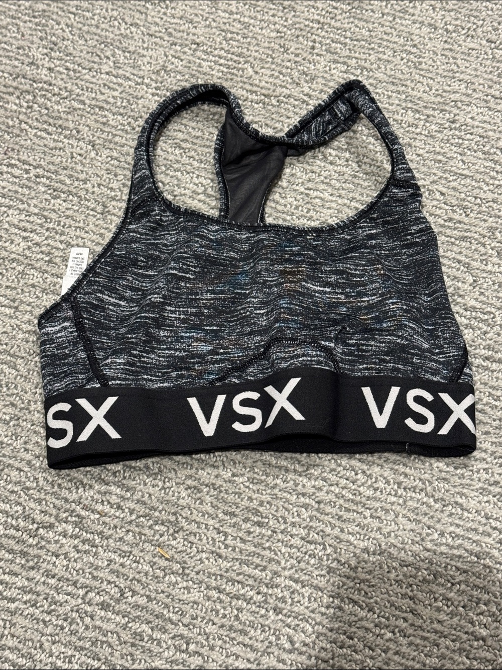 VSX Black Space-Dye Racerback Sports Bra with Logo Band